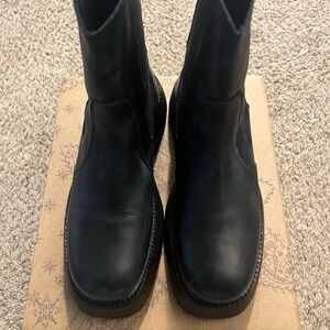 FREE People Black Leather Distressed Boots